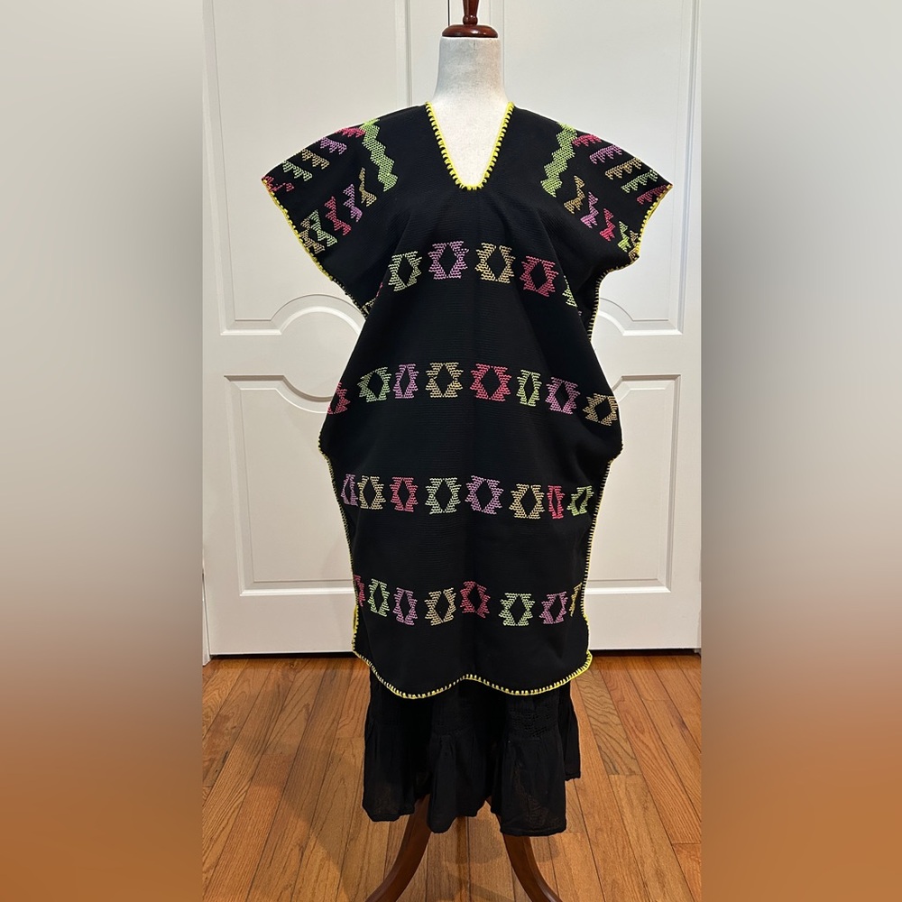 San Juan Colorado Huipil Mexican Kaftan made on backstrap loom. One of a Kind.